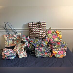 VERA BRADLEY Grey Floral Patterned Women's Tote Bag- 10 Pieces